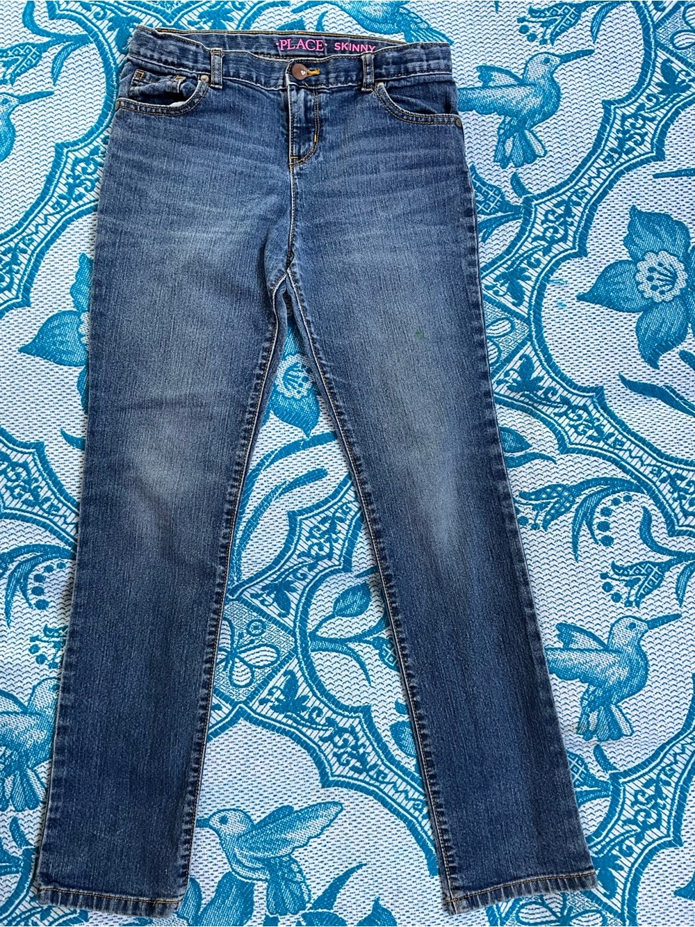 The Children's Place Girls sz 14 Skinny Jeans Adjustable Waist Medium wash blue